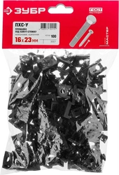 ЗУБР  ПХС-У, 16 x 23 мм, нейлон, 100 шт, черная, усиленная площадка под хомут-стяжку (30921) 30921