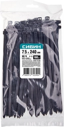 СИБИН  ХС-Ч, 7.5 x 240 мм, нейлон РА66, 100 шт, черные, хомуты-стяжки (3788-75-240) 3788-75-240