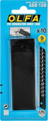 OLFA  EXCEL BLACK, 9 х 80 х 0.38 мм, 10 шт, сегментированные лезвия (OL-ABB-10B) OL-ABB-10B