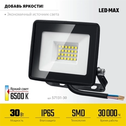 STAYER  LED-MAX, 30 Вт, 6500K, IP 65, светодиодный прожектор (57131-30) 57131-30_z03