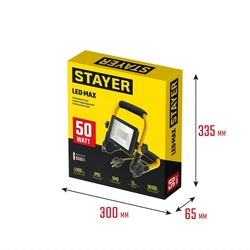 STAYER  LED-MAX, 50 Вт, 6500K, IP 65, переносной светодиодный прожектор (57135-50) 57135-50
