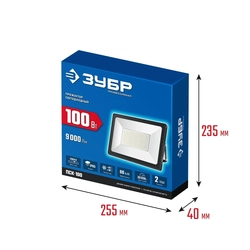 ЗУБР  ПСК-100, 100 Вт, 6500 К, IP 65, светодиодный прожектор, Профессионал (57141-100) 57141-100