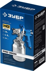 ЗУБР  PRO 350N, 1.8 мм, пневматический краскопульт с нижним бачком, Профессионал (06451-1.8) 06451-1.8
