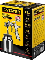 STAYER  ORION S, 1.5 мм, пневматический краскопульт с нижним бачком (06472-1.5) 06472-1.5