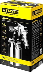 STAYER  AirPro S, EA 1.4 мм, пневматический краскопульт с нижним бачком, Professional (06477-1.4) 06477-1.4
