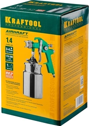 KRAFTOOL  AirKraft, HVLP, 1.4мм, пневматический краскопульт с нижним бачком (06520-1.4) 06520-1.4