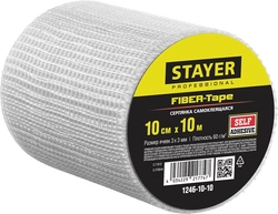 STAYER  FIBER-Tape, 10 см х 10 м, 3 х 3 мм, самоклеящаяся серпянка, Professional (1246-10-10) 1246-10-10