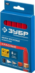 ЗУБР  красные, 6 шт, разметочные восковые мелки, Профессионал (06330-3) 06330-3