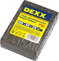 DEXX  Р80, 100 х 68 х 26 мм, водостойкая, четырехсторонняя шлифовальная губка (35637-080) 35637-080