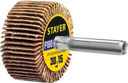 STAYER  d 30 x 15 мм, P180, на шпильке d 6 мм, круг шлифовальный лепестковый (36606-180) 36606-180