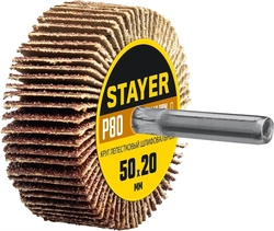 STAYER  d 50 x 20 мм, P80, на шпильке d 6 мм, круг шлифовальный лепестковый (36607-080) 36607-080