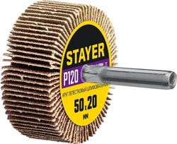 STAYER  d 50 x 20 мм, P120, на шпильке d 6 мм, круг шлифовальный лепестковый (36607-120) 36607-120