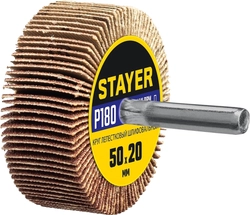 STAYER  d 50 x 20 мм, P180, на шпильке d 6 мм, круг шлифовальный лепестковый (36607-180) 36607-180