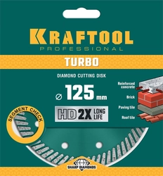 KRAFTOOL  Turbo, 125 мм, (22.2 мм,  10 х 2.4 мм), сегментированный алмазный диск (36682-125) 36682-125