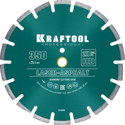 KRAFTOOL  Laser-Asphalt, 350 мм, (25.4/20 мм, 10 х 3.2 мм), сегментный алмазный диск (36687-350) 36687-350