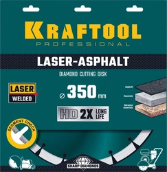 KRAFTOOL  Laser-Asphalt, 350 мм, (25.4/20 мм, 10 х 3.2 мм), сегментный алмазный диск (36687-350) 36687-350