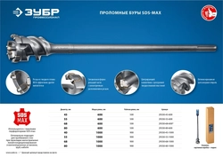ЗУБР  55 х 900/1000 мм, SDS-max проломной бур, Профессионал (29330-55-1000) 29330-55-1000