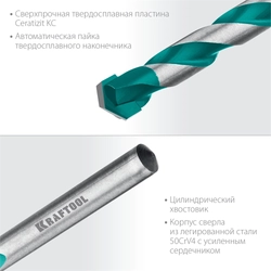 KRAFTOOL  Keramo, 5 х 90 мм, тв.сплав КС, сверло по керамограниту (29175-080-4) 29175-090-5