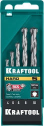 KRAFTOOL  Hard, 5 шт: 4-5-6-8-10 мм, набор сверл по по твёрдым материалам, 29177-H5 29177-H5