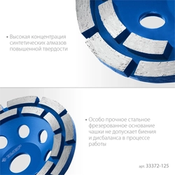 ЗУБР  d 125 мм, двухрядная алмазная шлифовальная чашка, Профессионал (33372-125) 33372-125_z01
