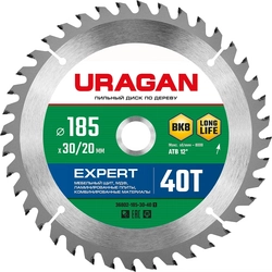 URAGAN  Expert, 185 х 30/20 мм, 40Т, пильный диск по дереву (36802-185-30-40) 36802-185-30-40_z01