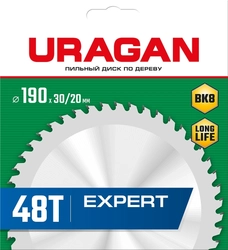 URAGAN  Expert, 190 х 30/20 мм, 48Т, пильный диск по дереву (36802-190-30-48) 36802-190-30-48_z01