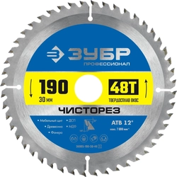 ЗУБР  Чисторез, 190 x 30 мм, 48Т, пильный диск по дереву, Профессионал (36905-190-30-48) 36905-190-30-48_z01