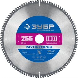 ЗУБР  Мультирез, 255 x 30 мм, 100Т, пильный диск по алюминию, Профессионал (36907-255-30-100) 36907-255-30-100_z01