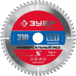 ЗУБР  Универсальный рез, 210 x 30/20 мм, 60Т, пильный диск по алюминию (36916-210-30-60) 36916-210-30-60_z01
