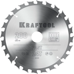 KRAFTOOL  Fast, 200 х 30 мм, 24Т, пильный диск по дереву (36950-200-30) 36950-200-30