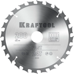 KRAFTOOL  Fast, 200 х 32 мм, 24Т, пильный диск по дереву (36950-200-32) 36950-200-32