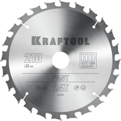 KRAFTOOL  Fast, 210 х 30 мм, 24Т, пильный диск по дереву (36950-210-30) 36950-210-30