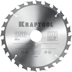 KRAFTOOL  Fast, 250 х 30 мм, 24Т, пильный диск по дереву (36950-250-30) 36950-250-30