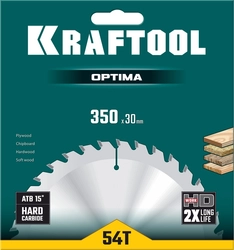 KRAFTOOL  Optima, 350 х 30 мм, 54Т, пильный диск по дереву (36951-350-30) 36951-350-30