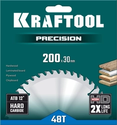 KRAFTOOL  Precision, 200 х 30 мм, 48Т, пильный диск по дереву (36952-200-30) 36952-200-30