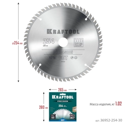 KRAFTOOL  Precision, 254 х 30 мм, 60Т, пильный диск по дереву (36952-254-30) 36952-254-30