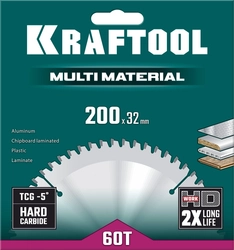 KRAFTOOL  Multi Material, 200 х 32 мм, 60Т, пильный диск по алюминию (36953-200-32) 36953-200-32