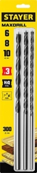 STAYER  Maxdrill, 3 шт: 6-8-10 х 300 мм, набор сверл спиральных по дереву (2943-300-H3) 2943-300-H3_z01