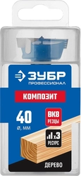 ЗУБР  Композит, 40 x 90 мм, твердосплавные резцы, композитное cверло форстнера, Профессионал (29945-40) 29945-40_z01