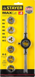 STAYER  MaXCut, 8 предметов, инструментальная сталь, набор плашек (28015-H8) 28015-H8_z01