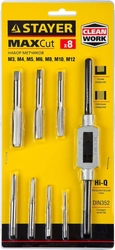 STAYER  MaXCut, 8 предметов, инструментальная сталь, набор метчиков (28016-H8) 28016-H8_z01
