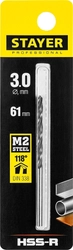 STAYER  HSS-R, 3.0 х 61 мм, быстрорежущая сталь P6M5, сверло по металлу, Professional (29602-3) 29602-3