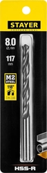 STAYER  HSS-R, 8.0 х 117 мм, быстрорежущая сталь P6M5, сверло по металлу, Professional (29602-8) 29602-8