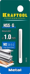 KRAFTOOL  HSS-G, 1.0 х 40 мм, сталь P6M5, сверло по металлу (29651-1) 29651-1