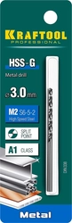 KRAFTOOL  HSS-G, 3.0 х 61 мм, сталь P6M5, сверло по металлу (29651-3) 29651-3