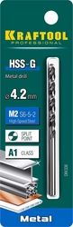 KRAFTOOL  HSS-G, 4.2 х 75 мм, сталь P6M5, сверло по металлу (29651-4.2) 29651-4.2