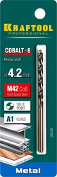 KRAFTOOL  Cobalt, 4.2 х 75 мм, сталь М42, HSS-Co(8%), сверло по металлу (29656-4.2) 29656-4.2