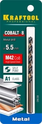 KRAFTOOL  Cobalt, 5.5 х 93 мм, сталь М42, HSS-Co(8%), сверло по металлу (29656-5.5) 29656-5.5