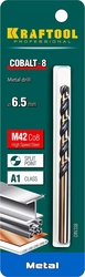 KRAFTOOL  Cobalt, 6.5 х 101 мм, сталь М42, HSS-Co(8%), сверло по металлу (29656-6.5) 29656-6.5