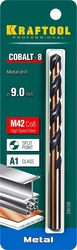 KRAFTOOL  Cobalt, 9.0 х 125 мм, сталь М42, HSS-Co(8%), сверло по металлу (29656-9) 29656-9
